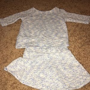 Blue Grey Sweater & Skirt Set